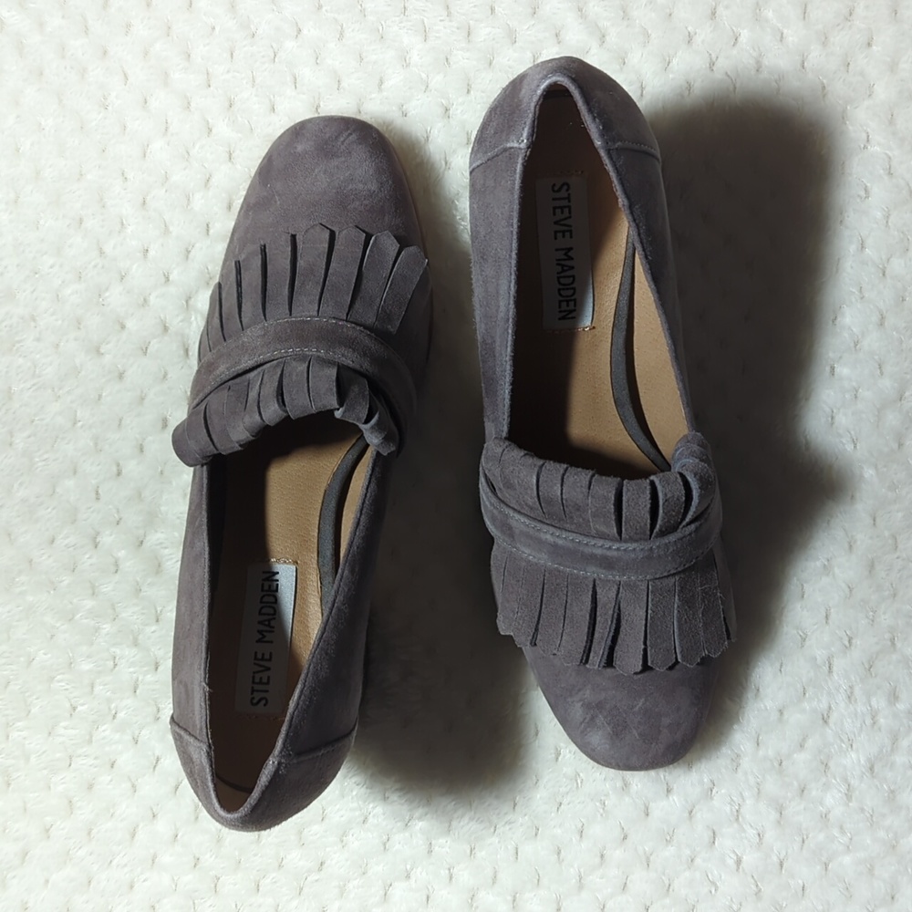 Steve Madden Gray Fringe Heels - Picture 1 of 8